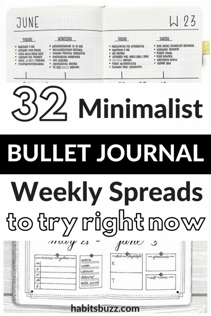 32 Easy Minimalist Bullet Journal Weekly Spreads to Try Right Now