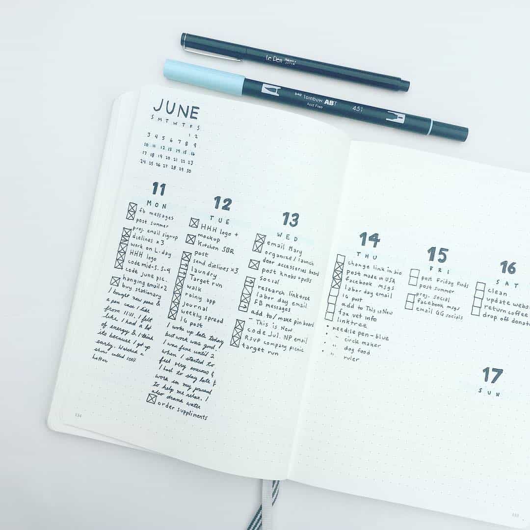 Minimalist Bullet Journal Monthly Layout