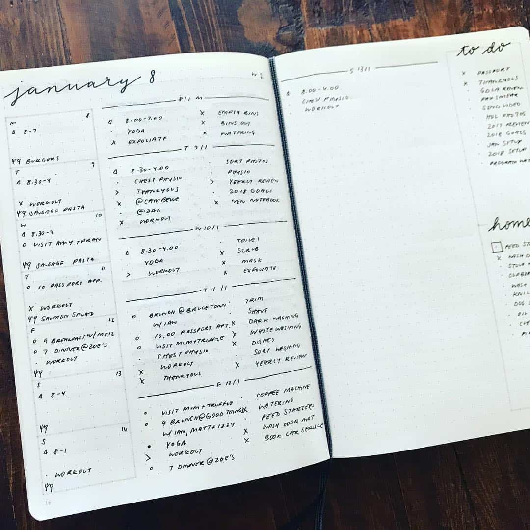 Have a look at these simple and minimalist bullet journal weekly spreads/layout for new ideas! #bulletjournal #bulletjournalweeklylog #bujo