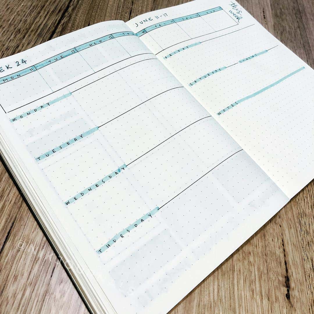 Have a look at these simple and minimalist bullet journal weekly spreads/layout for new ideas! #bulletjournal #bulletjournalweeklylog #bujo