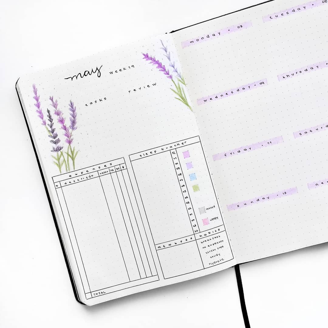 Have a look at these simple and minimalist bullet journal weekly spreads/layout for new ideas! #bulletjournal #bulletjournalweeklylog #bujo