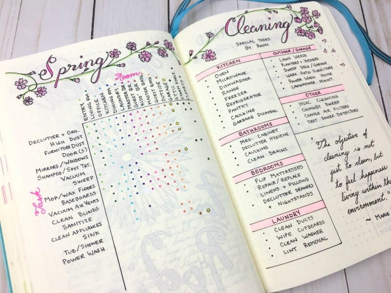 bullet journal spring cleaning schedule