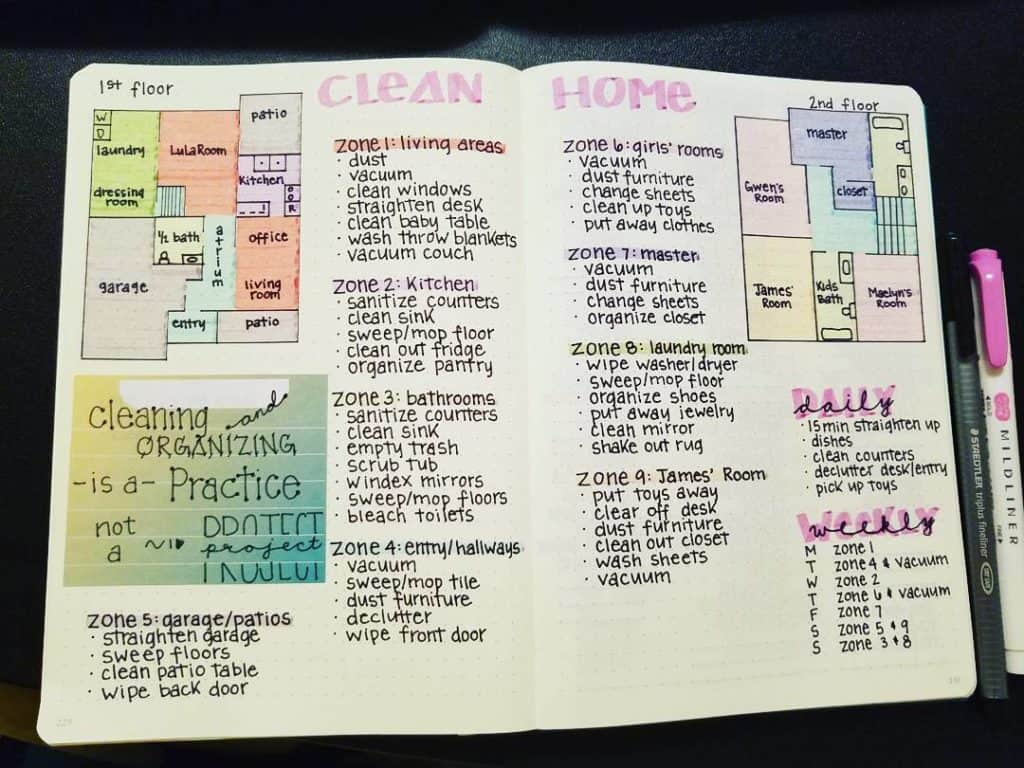 22 bullet journal cleaning schedule trackers to keep your home squeaky