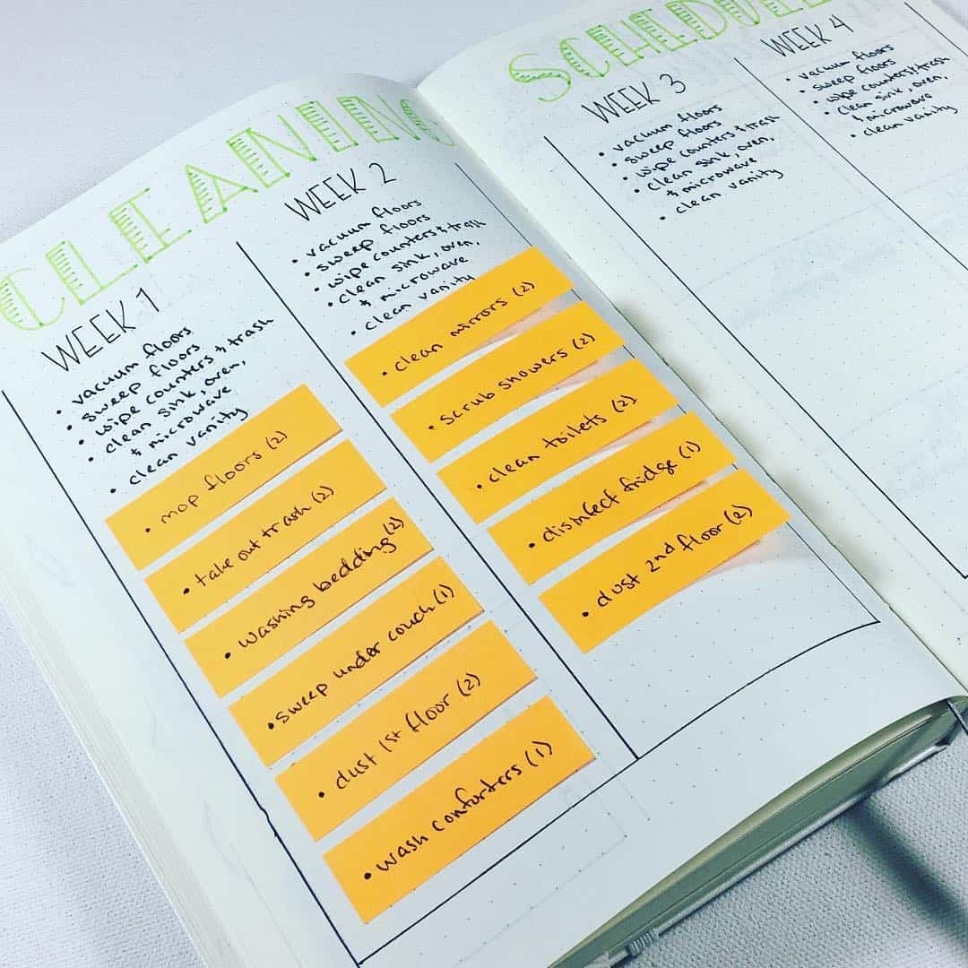 22 bullet journal cleaning trackers to keep our home squeaky clean