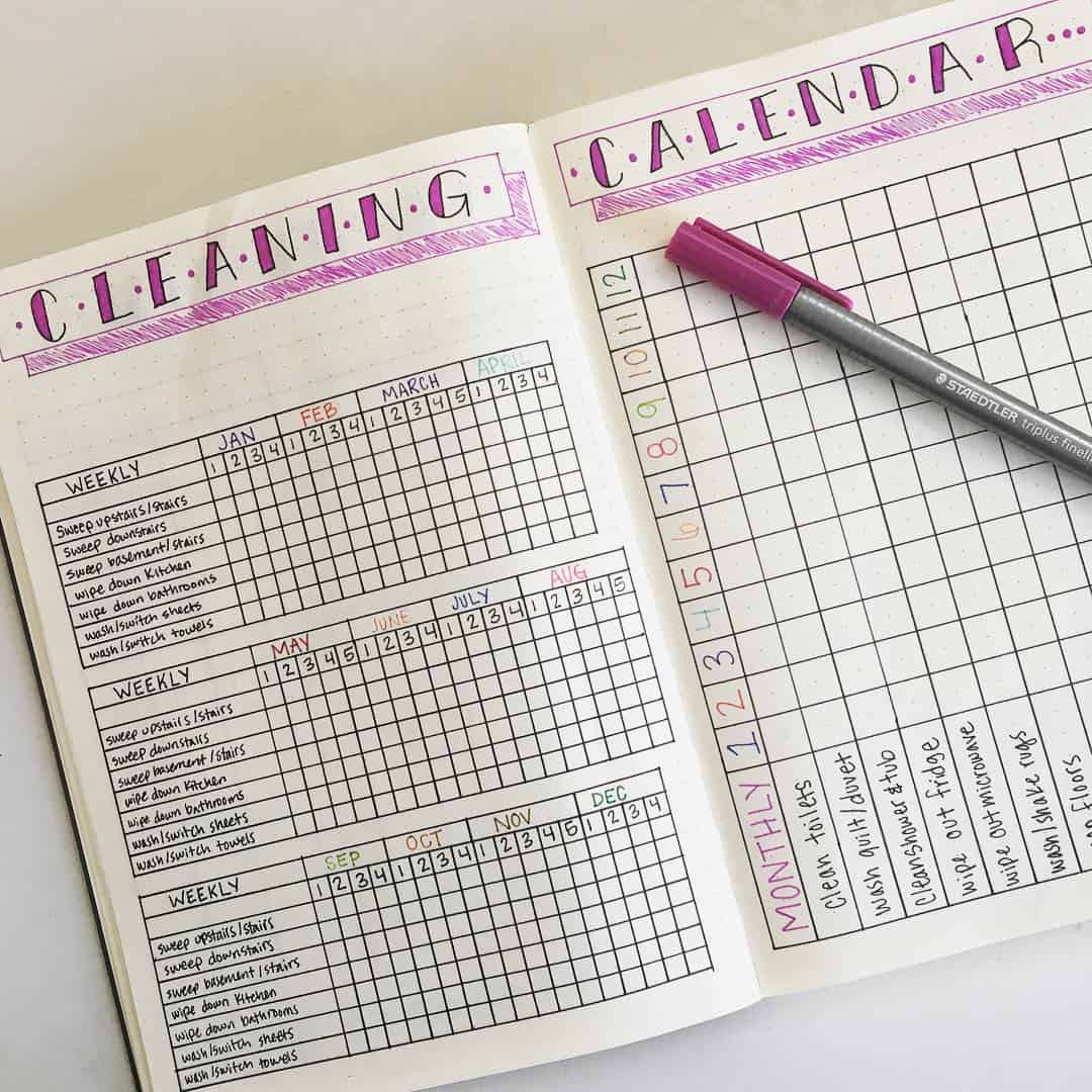 22 bullet journal cleaning routine tracker to keep your home squeaky clean