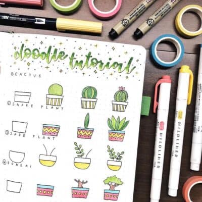 100+ bullet journal step-by-step doodles that anyone can draw