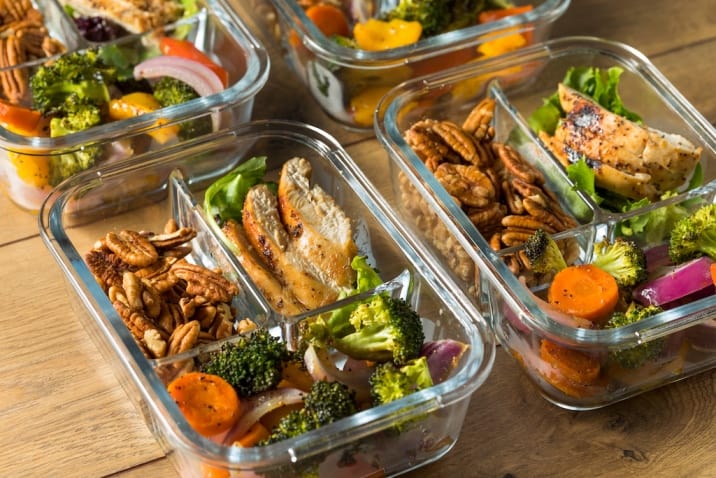 meal prepped in containers - productive sunday habits