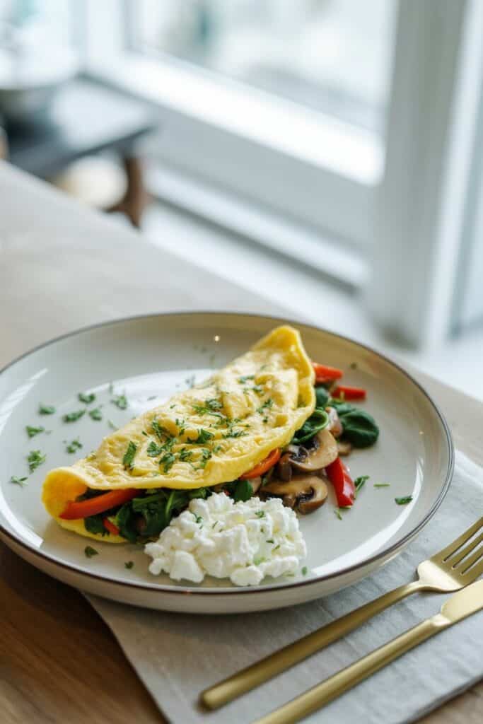 Egg‑White Veggie Omelet + Cottage Cheese - breakfast ideas with 30g protein