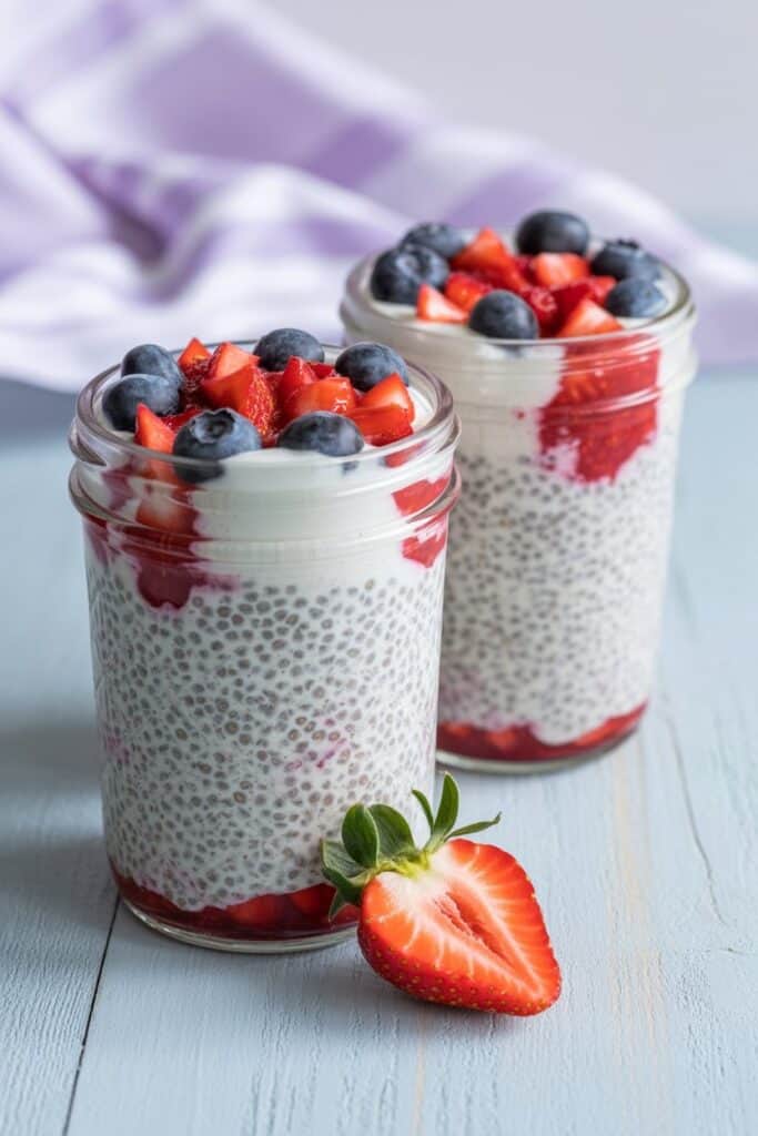Protein Chia Pudding with Berries - breakfast ideas with 30g protein