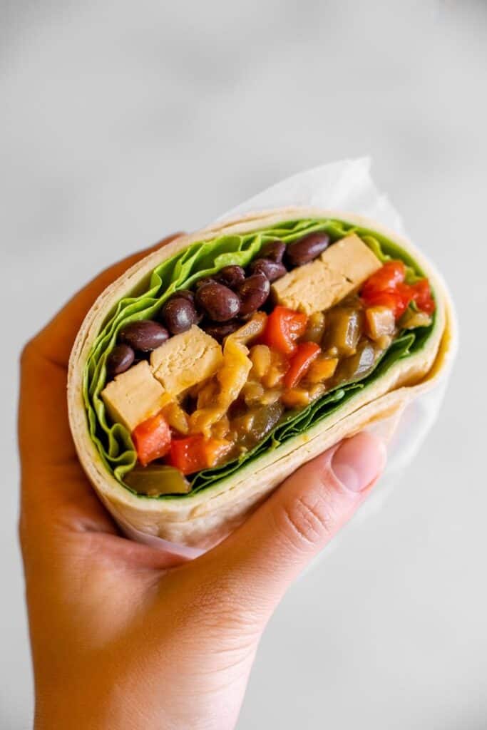Tofu Scramble Wrap - breakfast ideas with 30g protein